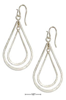 Sterling Silver Earrings: Double Hammered Teardrop Dangle Earrings On Shepherd Hook Wires