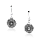 Silver Earrings Sterling Silver Earrings: Flower Pawer Flower With Dog Paw Print Dangle Earrings JadeMoghul Inc.