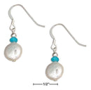 Silver Earrings Sterling Silver Earrings: Freshwater Cultured Pearl Coin Earrings With Blue And Silver Beads JadeMoghul Inc.