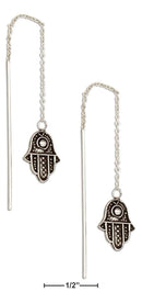 Silver Earrings Sterling Silver Earrings: Hamsa Hand Of God Ear Thread Earrings JadeMoghul Inc.