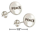 Silver Earrings Sterling Silver Earrings: High Polish Round "Peace" Post Earrings JadeMoghul Inc.
