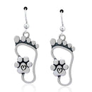 Silver Earrings Sterling Silver Earrings: I Will Never Walk Alone Foot Print Paw Print Dangle Earrings JadeMoghul Inc.