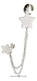 Silver Earrings Sterling Silver Earrings: Italian Star Post Earring With Chain And Cuff JadeMoghul Inc.