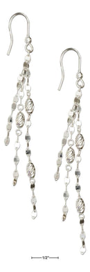 Silver Earrings Sterling Silver Earrings: Italian Triple Strand Twist And Diamond Cut Bead Earrings JadeMoghul Inc.