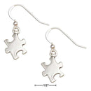 Silver Earrings Sterling Silver Earrings: Jigsaw Puzzle Piece Autism Awareness Earrings On French Wires JadeMoghul Inc.