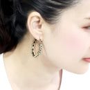 Sterling Silver Earrings LO4679 Antique Silver Brass Earrings with Epoxy