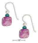 Silver Earrings Sterling Silver Earrings: Magenta Agate Stone Earrings With Blue Accent Bead JadeMoghul Inc.