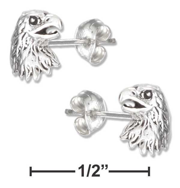 Silver Earrings Sterling Silver Earrings:  Mini Eagle Head Earrings On Stainless Steel Posts And Nuts JadeMoghul