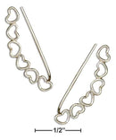 Silver Earrings Sterling Silver Earrings: Open Hearts Ear Climber Pin Earrings JadeMoghul Inc.