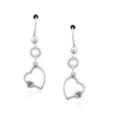Silver Earrings Sterling Silver Earrings: Paws On My Heart Open Heart With Dog Paw Print Dangle Earrings JadeMoghul Inc.