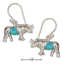 Silver Earrings Sterling Silver Earrings: Rhinoceros Earrings With Synthetic Blue Opal Inlay JadeMoghul Inc.