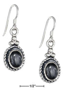 Silver Earrings Sterling Silver Earrings: Roped Border Oval Hematite Earrings On French Wires JadeMoghul