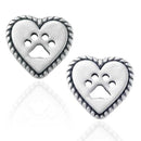 Silver Earrings Sterling Silver Earrings: Roped Into Your Love Dog Paw Print On Heart Post Earrings JadeMoghul Inc.