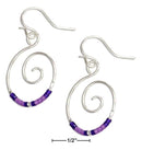 Silver Earrings Sterling Silver Earrings: Round Spiral Dangle Earrings With Purple Glass Seed Beads JadeMoghul Inc.