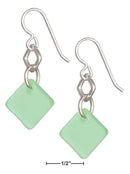 Silver Earrings Sterling Silver Earrings: Seafoam Green Sea Glass Geometric Square Dangle Earrings JadeMoghul Inc.