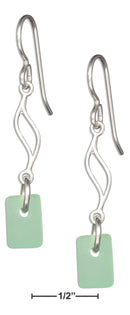 Silver Earrings Sterling Silver Earrings: Seafoam Green Sea Glass Journey Wave Dangle Earrings On French Wire JadeMoghul Inc.