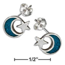 Silver Earrings STERLING SILVER FAUX TURQUOISE MOON & STAR EARRINGS ON STAINLESS STEEL POSTS JadeMoghul