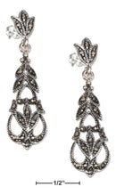 Silver Earrings Sterling Silver Filigree And Floral Marcasite Dangle Post Earrings JadeMoghul Inc.