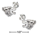 Silver Earrings STERLING SILVER HOWLING WOLF HEAD EARRINGS ON STAINLESS STEEL POSTS AND NUTS JadeMoghul