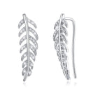 Silver Earrings Sterling Silver Jewelry Women Leaf Shape Zircon Earrings TIY