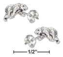 Silver Earrings STERLING SILVER MINI BEAR EARRINGS ON STAINLESS STEEL POSTS AND NUTS JadeMoghul