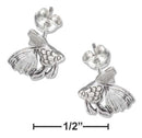 Silver Earrings STERLING SILVER MINI GOLDFISH EARRINGS ON STAINLESS STEEL POSTS AND NUTS JadeMoghul