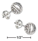 Silver Earrings STERLING SILVER MINI VOLLEYBALL EARRINGS ON STAINLESS STEEL POSTS AND NUTS JadeMoghul