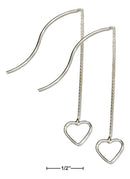Silver Earrings Sterling Silver Open Heart Ear Thread Earrings JadeMoghul