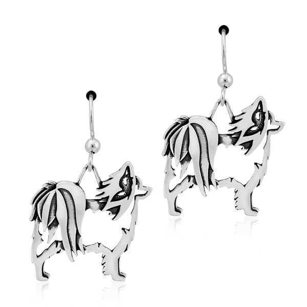 Silver Earrings Sterling Silver Papillon Dog Earrings On French Wires With Butterfly Ears JadeMoghul
