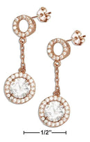 Silver Earrings Sterling Silver Rose Gold Tone Open Pave Cubic Zirconia Circle Post Drop Earrings With Round Cubic Zirconia JadeMoghul