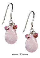 Silver Earrings Sterling Silver Rose Quartz Teardrop Earrings With Pink Austrian Crystals JadeMoghul Inc.