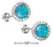 Silver Earrings Sterling Silver Round Synthetic Blue Opal Earrings With Micro Pave Cubic Zirconia Halo JadeMoghul