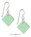 Silver Earrings Sterling Silver Seafoam Green Square Sea Glass Earrings JadeMoghul