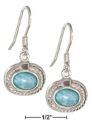 Silver Earrings Sterling Silver Sideways Oval Larimar Earrings With Rope Border JadeMoghul