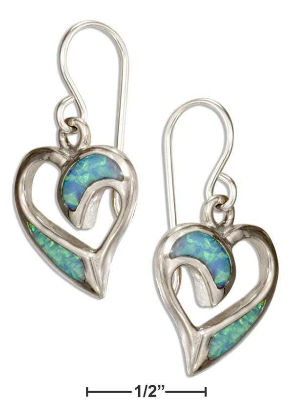 Silver Earrings Sterling Silver Synthetic Blue Opal Open Heart Earrings JadeMoghul