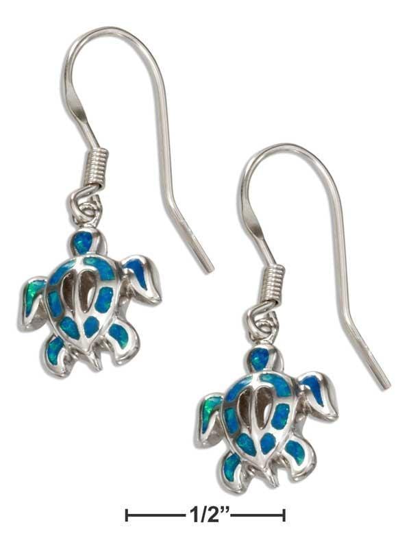 Silver Earrings Sterling Silver Synthetic Blue Opal Turtle Earrings JadeMoghul
