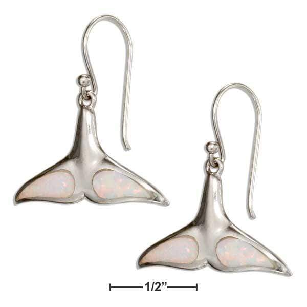 Silver Earrings Sterling Silver Synthetic White Opal Whale Tail Earrings JadeMoghul