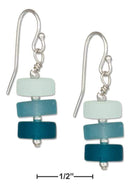 Silver Earrings Sterling Silver Triple Aqua Teal Blue Heishi Stack Sea Glass Dangle Earrings JadeMoghul