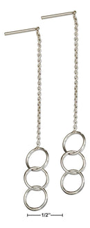 Silver Earrings Sterling Silver Triple Infinity Circle Ear Thread Earrings JadeMoghul