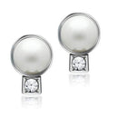 Silver Earrings Stud Earrings For Women LO1997 Rhodium White Metal Earrings with Synthetic Alamode Fashion Jewelry Outlet