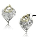Stud Earrings Set 3W356 Reverse Two-Tone Brass Earrings with AAA Grade CZ
