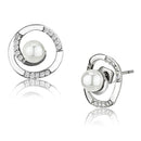 Stud Earrings Set 3W366 Rhodium Brass Earrings with Synthetic in White