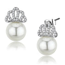 Stud Earrings Set 3W383 Rhodium Brass Earrings with Synthetic in White