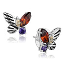 Stud Earrings Set 3W610 Rhodium Brass Earrings with AAA Grade CZ