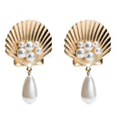 Summer Vacation Element Shell Design Women Imitation Pearl Earrings