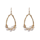 Silver Earrings Vintage Baroque Style Women Hollow Drop Shape Pearl Earrings TIY