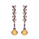 Silver Earrings Vintage Flower Pattern Drop Shape Crystal Drop Earrings TIY