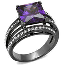 Band Rings TK1665LJ Light Black (Gun) Stainless Steel Ring with CZ