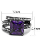 Band Rings TK1665LJ Light Black (Gun) Stainless Steel Ring with CZ
