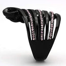 Crystal Rings TK977 Black - Stainless Steel Ring with Top Grade Crystal
